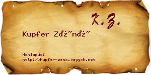 Kupfer Zénó névjegykártya